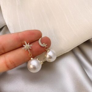 Beautiful Stars and Moon Pearl Earrings